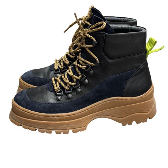 Ted Baker Allicia Black Lace Up Combat Boots - Picture 3 of 9